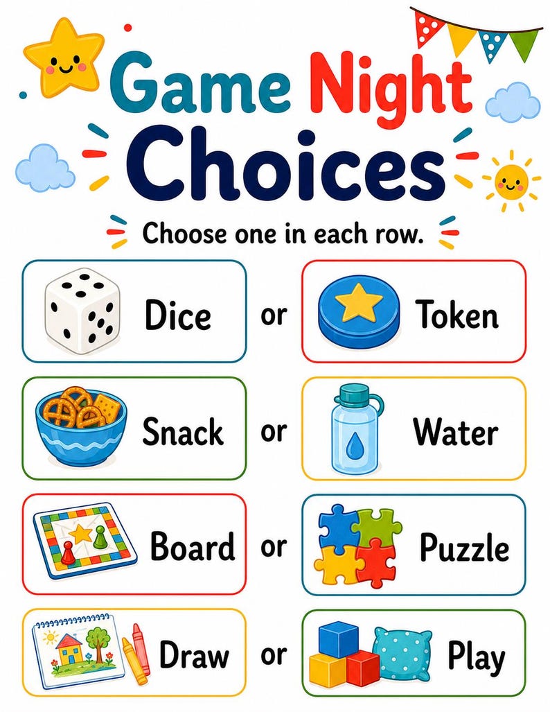Sternenklare Familienspielnacht Seiten | Familien Spiel Nacht Seiten | Druckbare PDF | Digitaler Download Bild 6