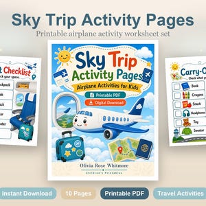 Sky Trip Activity Pages | Airplane Activities for Kids | Printable PDF | Digital Download image 2