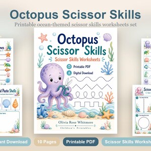 Octopus Scissor Skills | Scissor Skills Worksheets | Printable PDF | Digital Download image 2