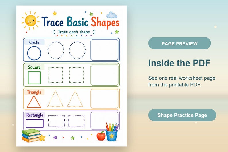 Sunny Shape Builders | Vormwerkbladen | Afdrukbare pdf | Digitale download afbeelding 10
