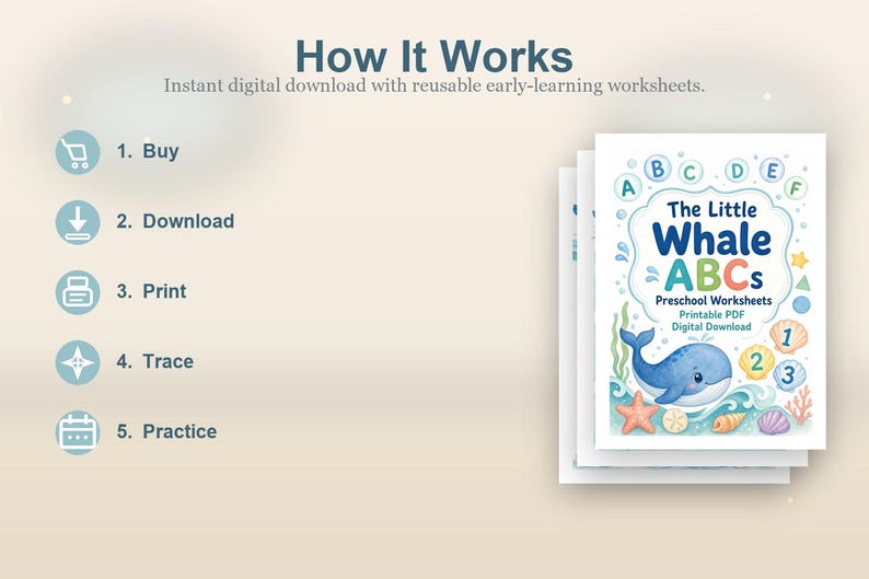 Das kleine Wal-ABC | Vorschul Arbeitsblätter | Druckbare PDF | Digitaler Download Bild 4