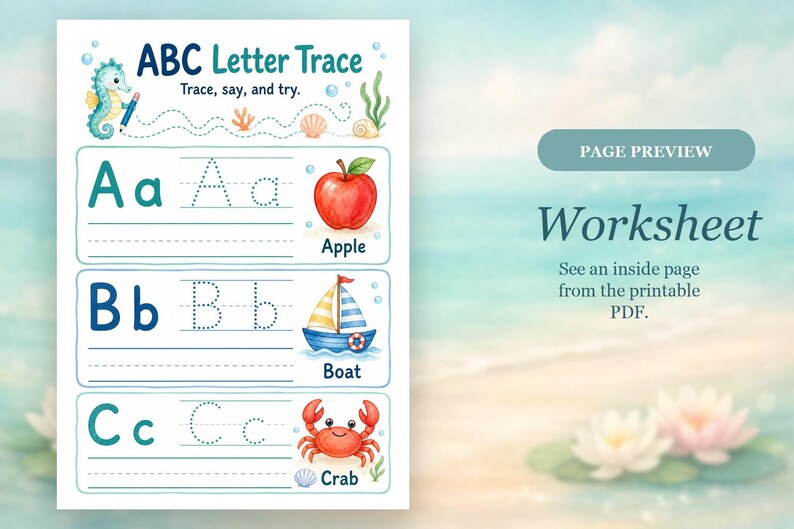 Seahorse Skill Path | Preschool Worksheets | Printable PDF | Digital Download image 6