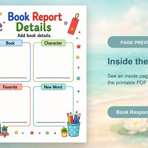 Creative Book Report Pages | Book Report Template | Printable PDF | Digital Download image 10