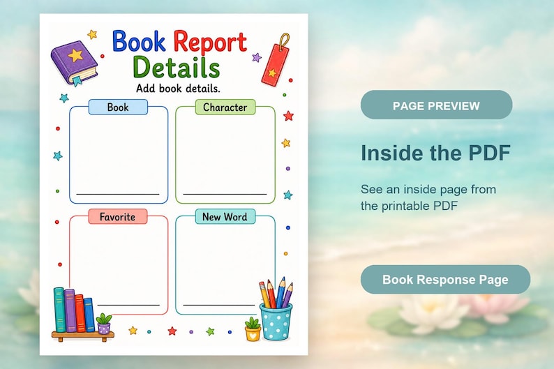 Creative Book Report Pages | Book Report Template | Printable PDF | Digital Download image 10