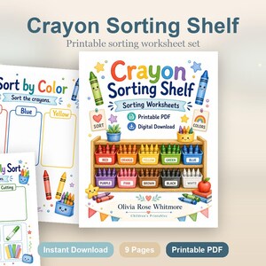 Crayon Sorting Shelf | Sorting Worksheets | Printable PDF | Digital Download image 2