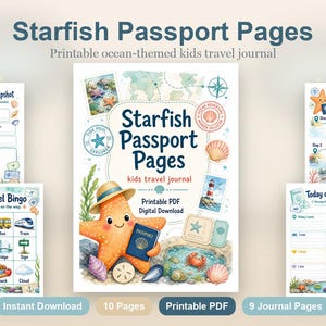 Starfish Passport Pages | kids travel journal | Printable PDF | Digital Download image 2