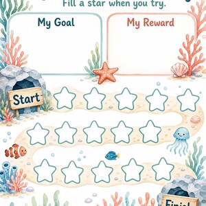 Coral Cove Stars | Reward Chart for Kids | Printable PDF | Digital Download image 3