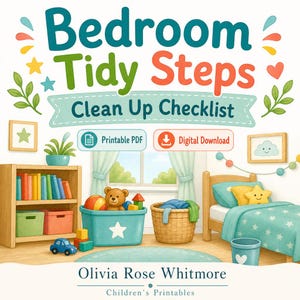 Bedroom Tidy Steps | Clean Up Checklist | Printable PDF | Digital Download image 1