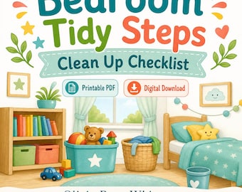 Bedroom Tidy Steps | Clean Up Checklist | Printable PDF | Digital Download