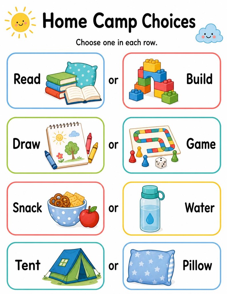 Páginas para atividades aconchegantes em casa | Páginas de atividades para acampamento em casa | PDF para imprimir | Download digital imagem 6