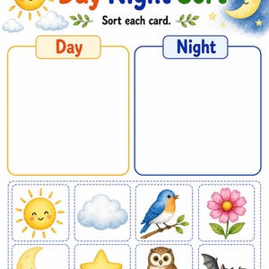 Tag Nacht Natur | Tag und Nacht Arbeitsblätter | Druckbare PDF | Digitaler Download Bild 4
