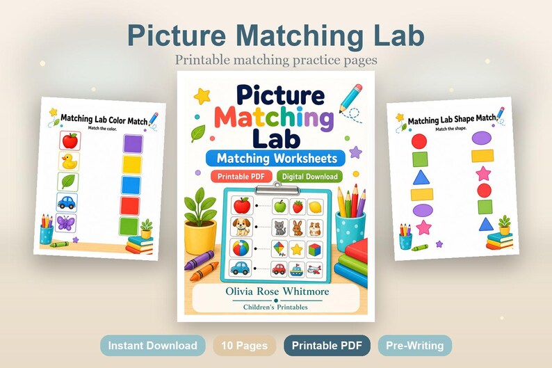 Picture Matching Lab | Matching Worksheets | Printable PDF | Digital Download image 2