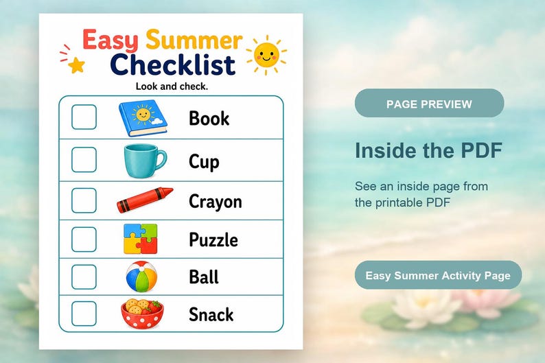 Gemakkelijke zomerpretpagina's | Gemakkelijke zomeractiviteiten voor kinderen | Afdrukbare pdf | Digitale download afbeelding 10