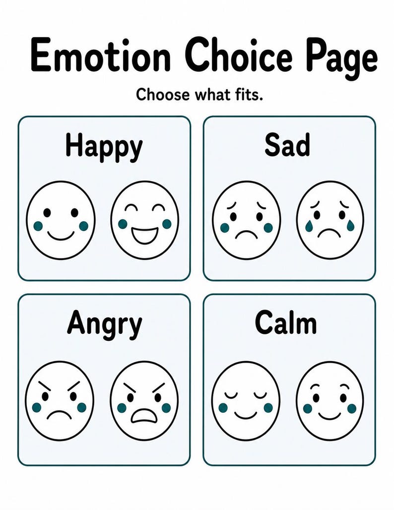 Little Emotion Match-Up | Gra w dopasowywanie emocji | Wersja PDF do druku | Pobieranie cyfrowe zdjęcie 7