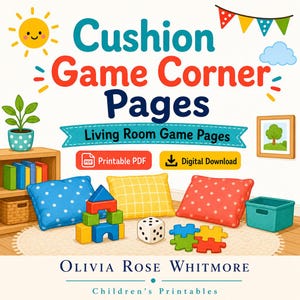Cushion Game Corner Pages | Living Room Game Pages | Printable PDF | Digital Download image 1