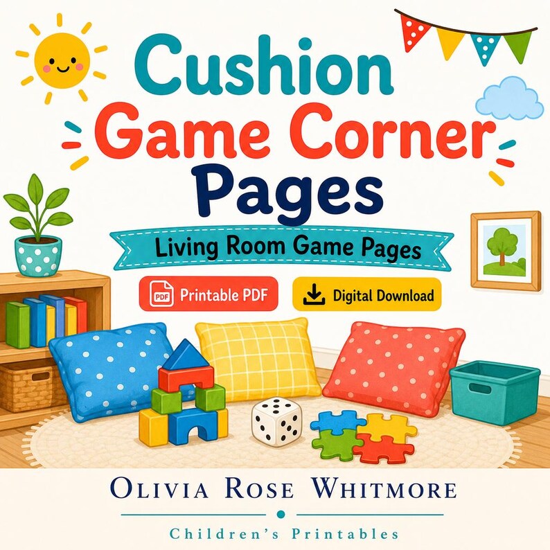 Cushion Game Corner Pages | Living Room Game Pages | Printable PDF | Digital Download image 1