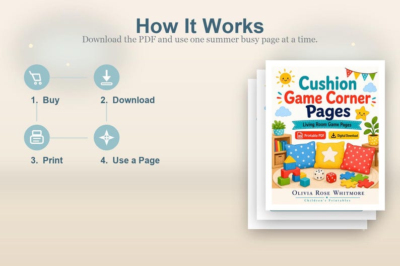 Cushion Game Corner Pages | Living Room Game Pages | Printable PDF | Digital Download image 8