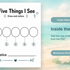 Páginas de Momentos de Atención Plena / Hojas de Trabajo de Atención Plena para Niños / PDF Imprimible / Descarga Digital imagen 10