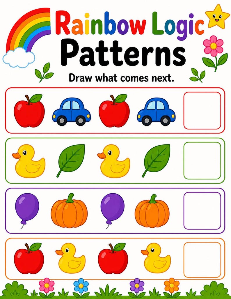 Rainbow Logic Pages | Color Puzzle Worksheets | Printable PDF | Digital Download image 6