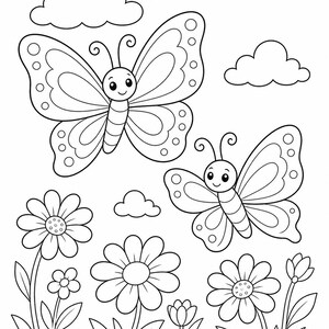 Butterfly Meadow Coloring Pages | Butterfly Coloring Pages | Printable PDF | Digital Download image 5