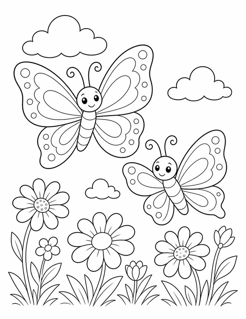 Butterfly Meadow Coloring Pages | Butterfly Coloring Pages | Printable PDF | Digital Download image 5