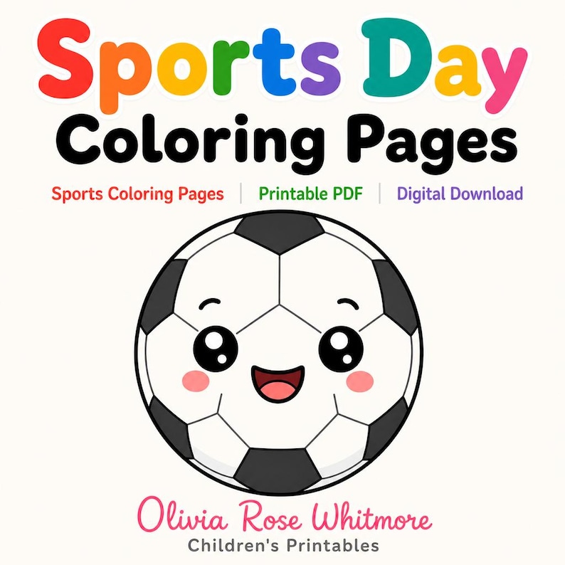 Kleurplaten Sportdag | Sport kleurplaten | Afdrukbare pdf | Digitale download afbeelding 1