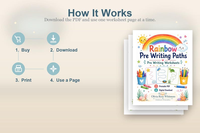 Rainbow Pre Writing Paths | Pre Writing Worksheets | Printable PDF | Digital Download image 8