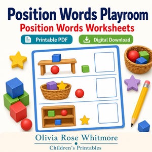 Position Words Playroom | Position Words Worksheets | Printable PDF | Digital Download
