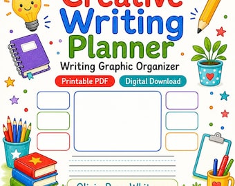 Planificateur d'écriture créative | Rédaction d'organisateurs graphiques | PDF imprimable | Téléchargement numérique
