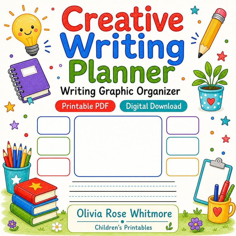Creative Writing Planner | Writing Graphic Organizer | Printable PDF | Digital Download image 1