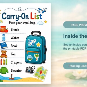 Lista de Itens para Viagem | Lista de Itens para Crianças | PDF para Imprimir | Download Digital imagem 10