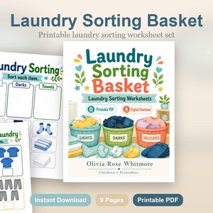 Wäschesortierkorb | Wäschesortierung Arbeitsblätter | Druckbare PDF | Digitaler Download Bild 2