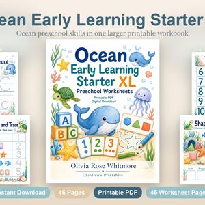 Ocean Frühlern-Starter XL | Vorschul Arbeitsblätter | Druckbare PDF | Digitaler Download Bild 2