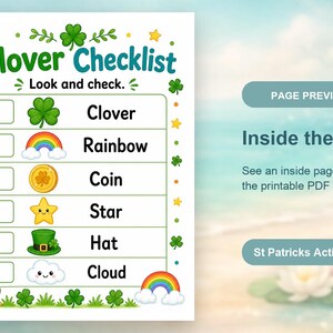 Aktivitetsblad för lyckoklöver | Aktivitetsblad för St Patricks Day | Utskrivbar PDF | Digital nedladdning bild 10