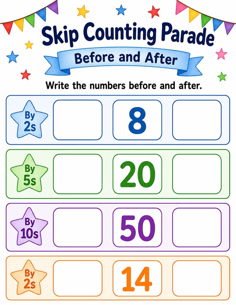 Skip Counting Parade | Skip Counting Worksheets | Printable PDF | Digital Download image 6