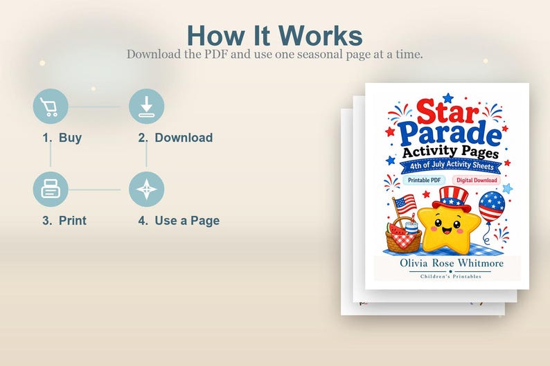 Star Parade-activiteitenpagina's | Activiteitenbladen van 4 juli | Afdrukbare pdf | Digitale download afbeelding 8