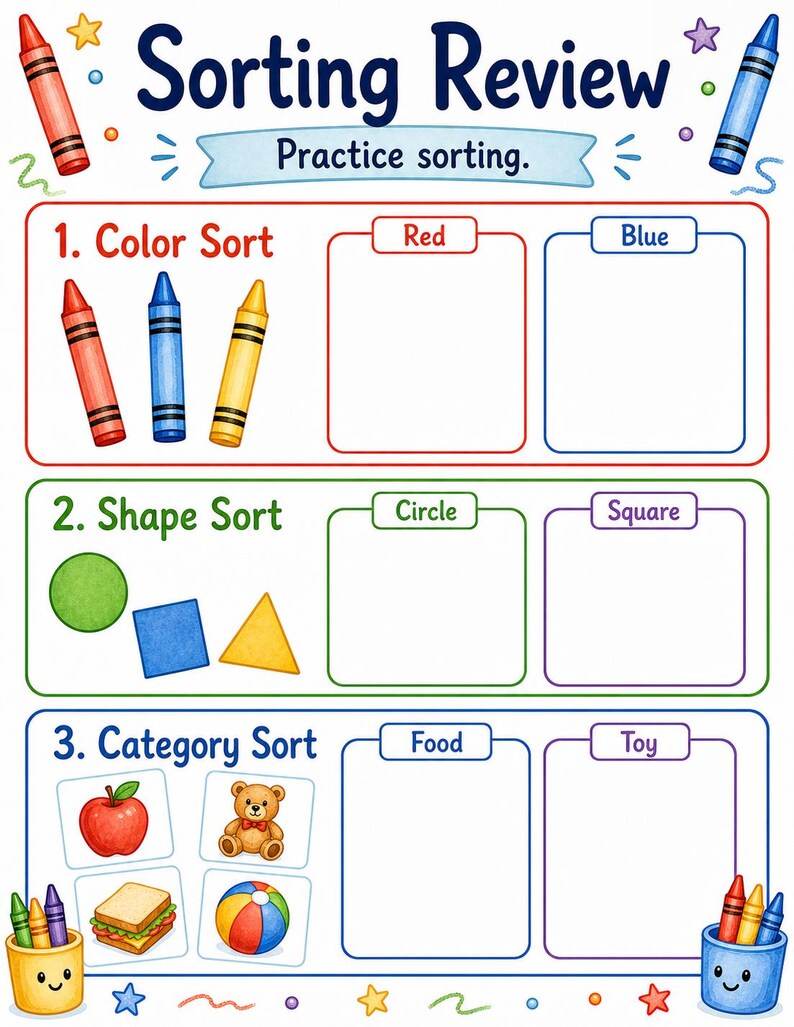 Crayon Sorting Shelf | Sorting Worksheets | Printable PDF | Digital Download image 7