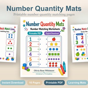 Number Quantity Mats | Number Matching Worksheets | Printable PDF | Digital Download image 2