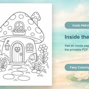 Dibujos para colorear de jardines de hadas / Dibujos para colorear de hadas / PDF imprimible / Descarga digital imagen 10