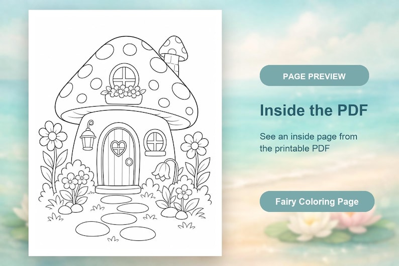 Dibujos para colorear de jardines de hadas / Dibujos para colorear de hadas / PDF imprimible / Descarga digital imagen 10