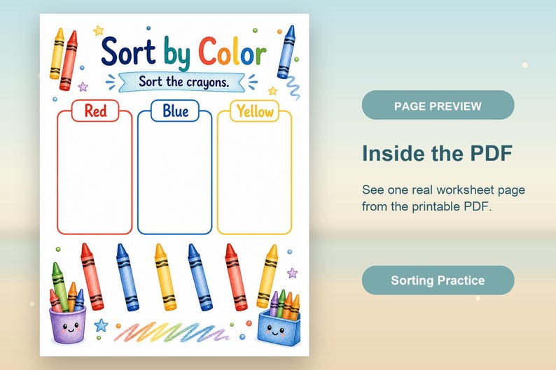 Crayon Sorting Shelf | Sorting Worksheets | Printable PDF | Digital Download image 10