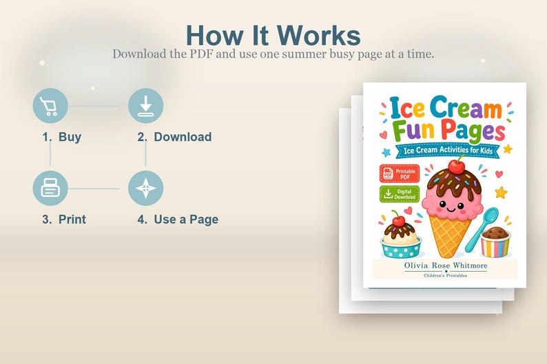 Pagine divertenti sul gelato / Attività sul gelato per bambini / PDF stampabile / Download digitale immagine 8