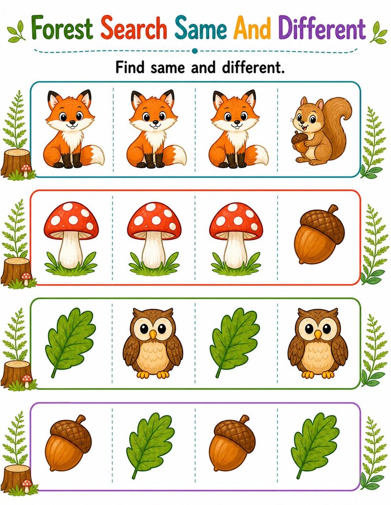 Im Wald suchen und finden | Schau und finde Arbeitsblätter | Druckbare PDF | Digitaler Download Bild 5