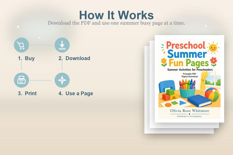 Vorschule Sommer Spaß Seiten | Sommer-Aktivitäten für Kinder im Vorschulalter | Druckbare PDF | Digitaler Download Bild 8
