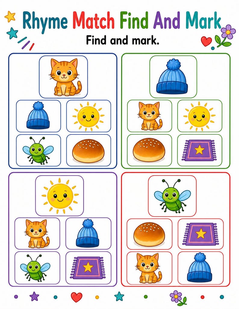 Rhyme Picture Match | Rhyming Worksheets | Printable PDF | Digital Download image 5