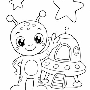 Disegni da colorare di esploratori spaziali / Disegni da colorare dello spazio / PDF stampabile / Download digitale immagine 6