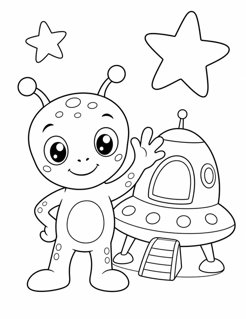 Disegni da colorare di esploratori spaziali / Disegni da colorare dello spazio / PDF stampabile / Download digitale immagine 6