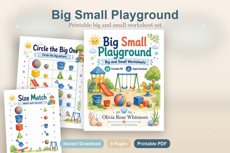 Big Small Playground | Big and Small Worksheets | Printable PDF | Digital Download image 2