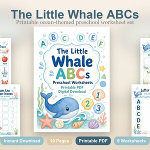 Das kleine Wal-ABC | Vorschul Arbeitsblätter | Druckbare PDF | Digitaler Download Bild 2