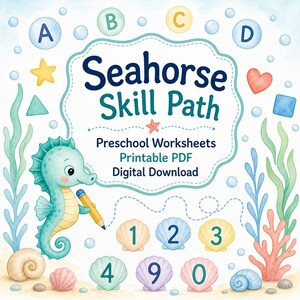 Seahorse Skill Path | Preschool Worksheets | Printable PDF | Digital Download image 1